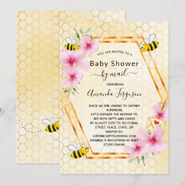 Baby Shower by mail mamma to be gult blommigt girl Inbjudningar