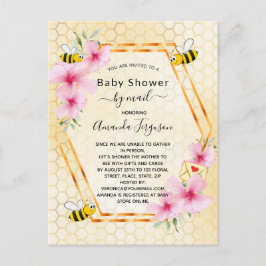 Baby Shower by mail mamma to be gult blommigt girl Vykort