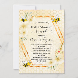 Baby Shower by mail mamma to be gult blommigt Inbjudningar