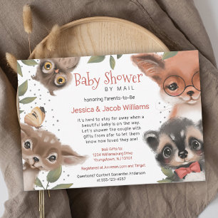 Baby Shower by Mail på kute Woodland Animals Inbjudningar