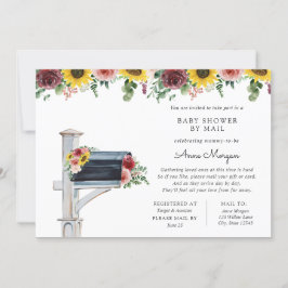 Baby Shower by Mail Ro och Sunblommor in Mailbox Inbjudningar