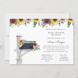 Baby Shower by Mail Ro och Sunblommor in Mailbox Inbjudningar
