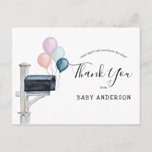 Baby Shower by Mail Rosa & Blue Balloons Tack Vykort
