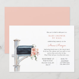 Baby Shower by Mail Rosa Flowers in Mailbox Inbjudningar
