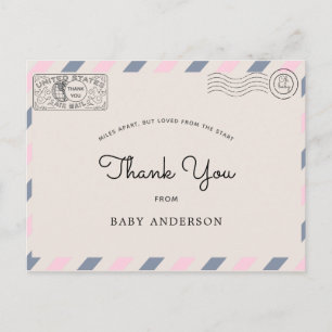 Baby Shower by Mail Tack Rosa Blue Postcard Vykort