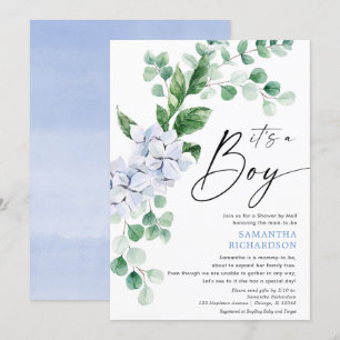 Baby Shower by Mail vår blommigt blue greenery Inbjudningar