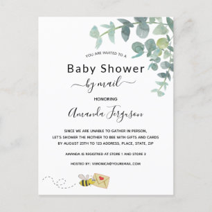 Baby Shower by mail white eucalyptus greenery bi Vykort