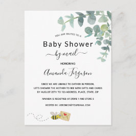 Baby Shower by mail white eucalyptus greenery bi Vykort