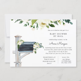 Baby Shower by Mail White Flowers in Mailbox Inbjudningar