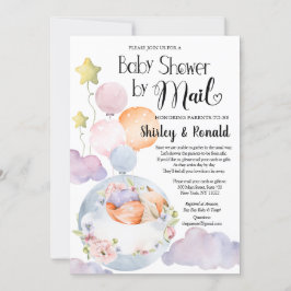 Baby Shower by Rosa Fox Blommigt  Ballox by Mail Inbjudningar