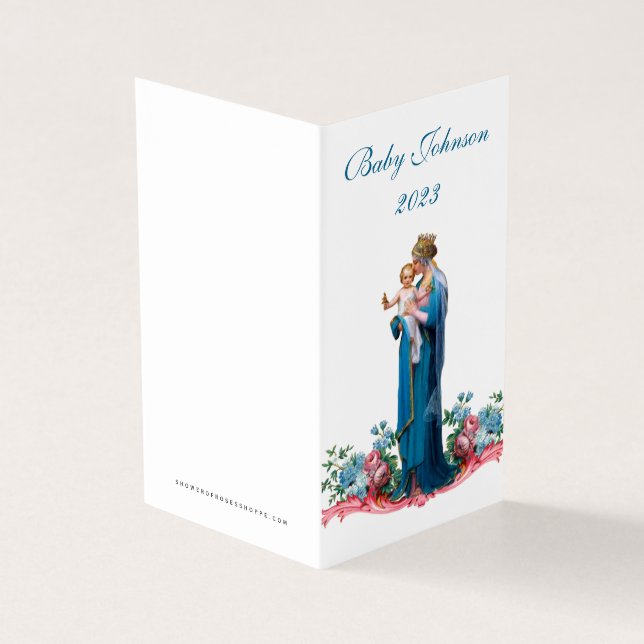 Baby Shower Candle Religiösa Prayer Visitkort (Utsida)