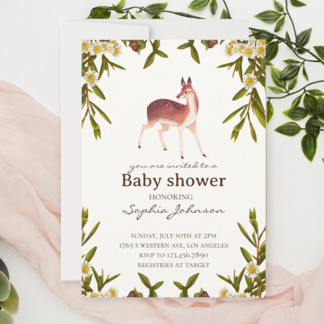 Baby Shower Card, Woodland Baby Shower Card, Gende Inbjudningar (Skapare uppladdad)