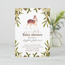 Baby Shower Card, Woodland Baby Shower Card, Gende Inbjudningar