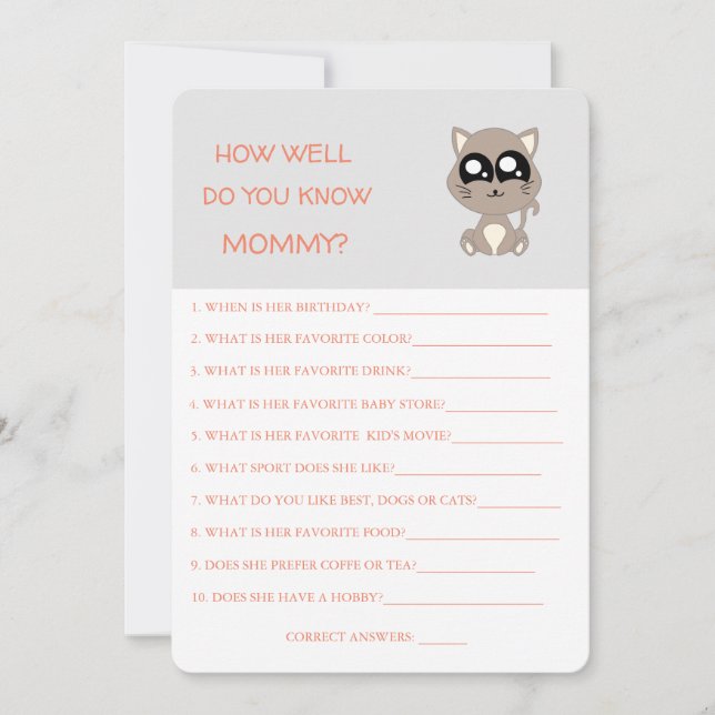 Baby Shower cat, hur bra vet du Mamma? Inbjudningar (Framsida)