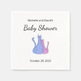 Baby Shower Cat Twillingars Blue Rosa Pappersservett