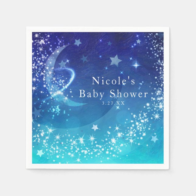 Baby Shower Celestial Moon Sparkle Sky Anpassad Pappersservett (Framsidan)