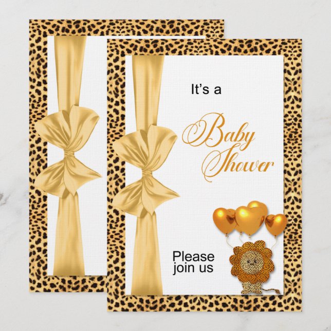 Baby Shower Cheetah Print Gender Neutral Inbjudningar (Fram/baksida)