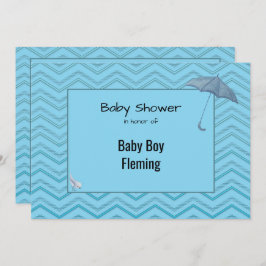 Baby Shower Chevron för Pojke Inbjudningar