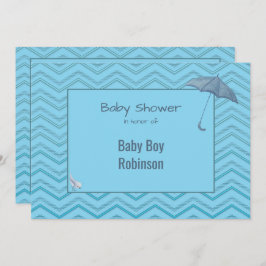Baby Shower Chevron för Pojke Inbjudningar