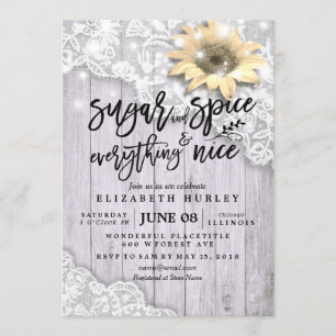 Baby Shower Chic Snöre Solpeace Wood String Ljus Inbjudningar