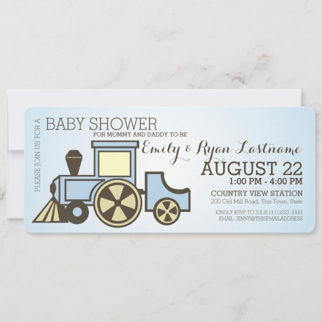 Baby Shower Choo Choo Tåg Inbjudningar (Framsida)