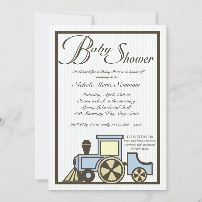 Baby Shower Choo Choo Tåg Inbjudningar (Framsida)