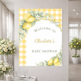 Baby Shower citroner gingham rosett välkomstskylt Poster