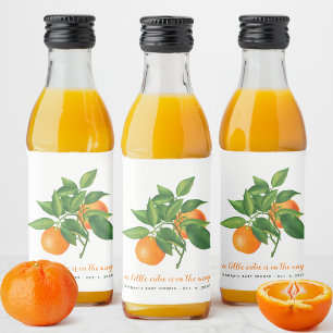 Baby Shower Citrus En Liten Sötis Orange Skrift Spritflaskor Etikett