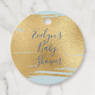Baby Shower Classic Blue och Guld Gåvor Etiketter