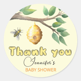 Baby Shower Classic Round Sticker för honungsbin Runt Klistermärke