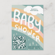 BABY SHOWER Clouds Rainbow Cute Anpassningsbar QR 