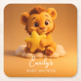 Baby Shower Coaster – Little Lion & Star Underlägg Papper Kvadrat