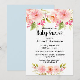 Baby Shower coral peach dahlia-blomma Inbjudningar