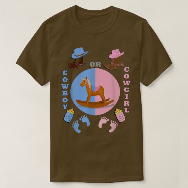 Baby Shower Cowboy eller Cowgirl Gender Reveal T Shirt (Design framsida)