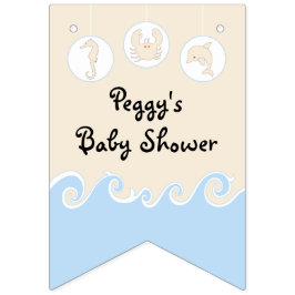 Baby Shower Cream/Blue Mobile, Swallowtail Banner Vimplar