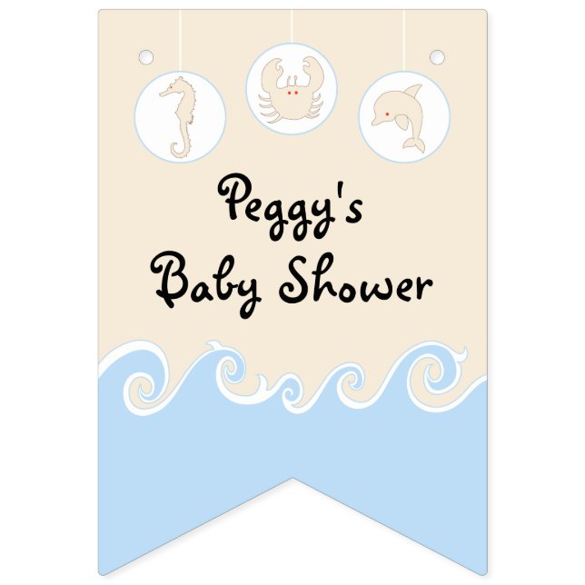 Baby Shower Cream/Blue Mobile, Swallowtail Banner Vimplar (Sjätte flaggan)