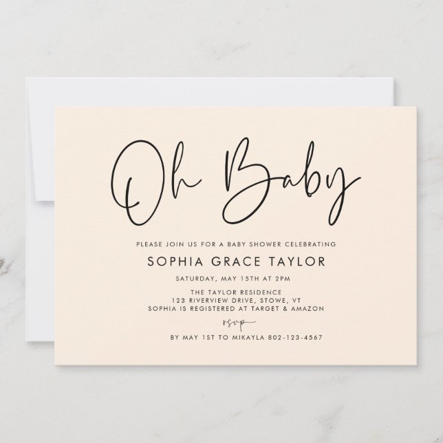 Baby Shower Cream Modern Boho Gender Neutral Inbjudningar (Framsida)