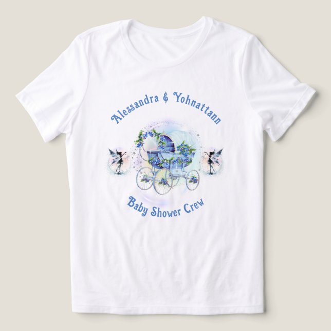 Baby Shower Crew Whimsical Blåbärssåkstolpe  T Shirt (Design Framsida)
