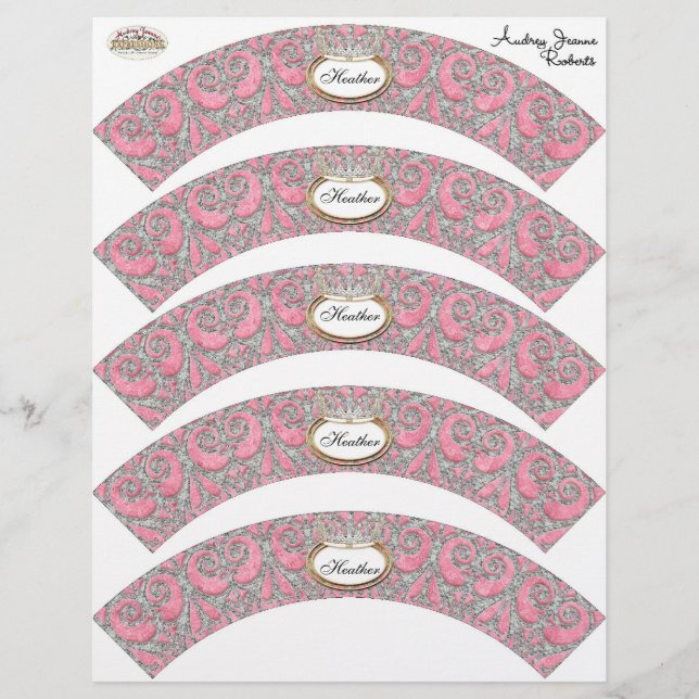 Baby Shower Cuptårta Decor - Royalet Princess Kron Reklamblad (Framsidan)
