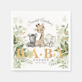 Baby Shower Cute African Animals Greenery Pappersservett