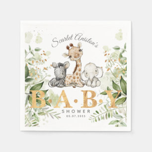 Baby Shower Cute African Animals Greenery Pappersservett