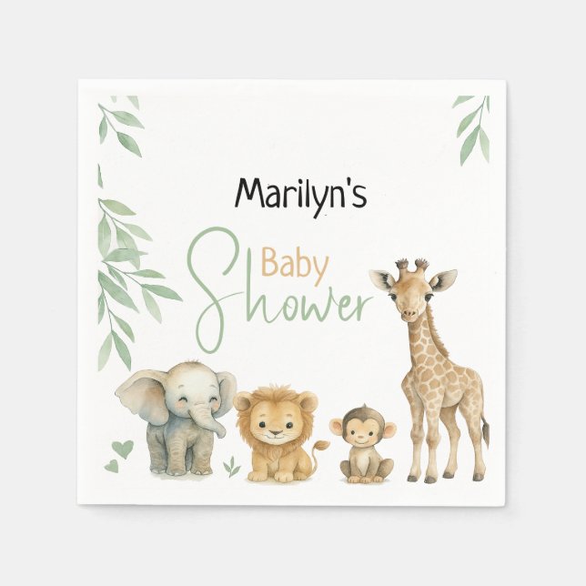 Baby Shower Cute Baby Animals Pappersservett (Framsidan)