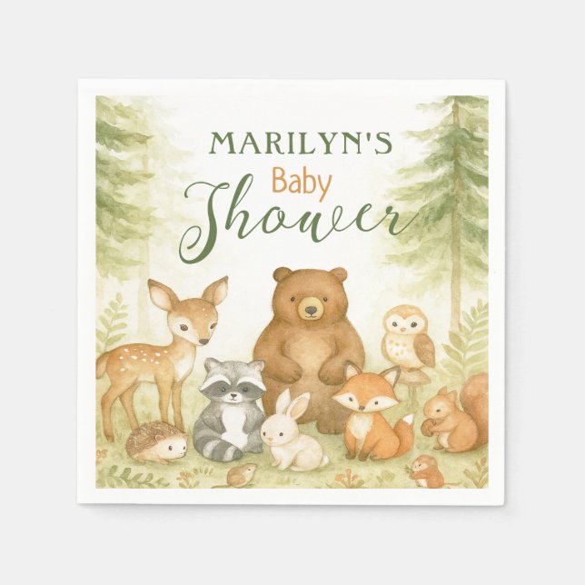 Baby Shower Cute Baby Animals Pappersservett (Framsidan)