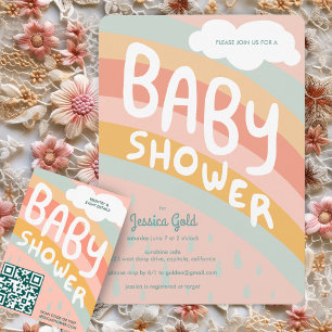 BABY SHOWER Cute Clouds Rainbow Rain Anpassningsba Inbjudningar