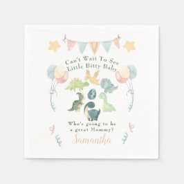 Baby Shower Cute Dinosaur Mamma Namn Orange Pappersservett