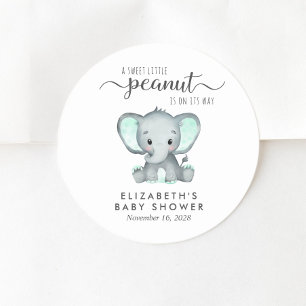 Baby Shower Cute Elephant Runt Klistermärke