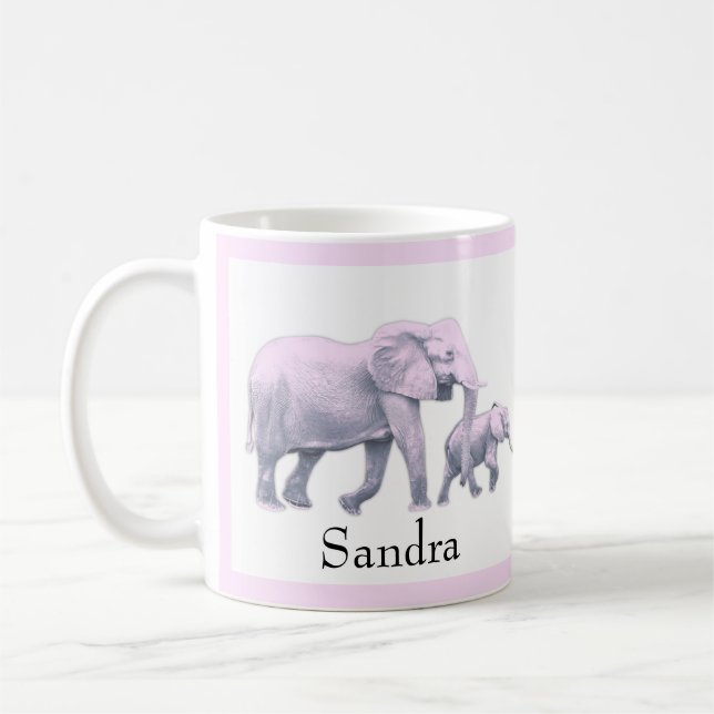 Baby Shower Cute Flicka rosa blue Elephants Baby S Kaffemugg (Vänster)