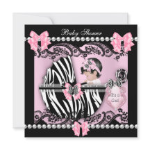 Baby Shower Cute Flicka Rosa Zebra Snöre