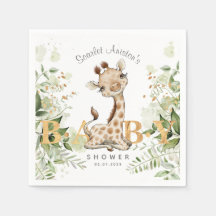 Baby Shower Cute Giraffe Greenery
