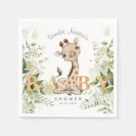 Baby Shower Cute Giraffe Greenery Pappersservett